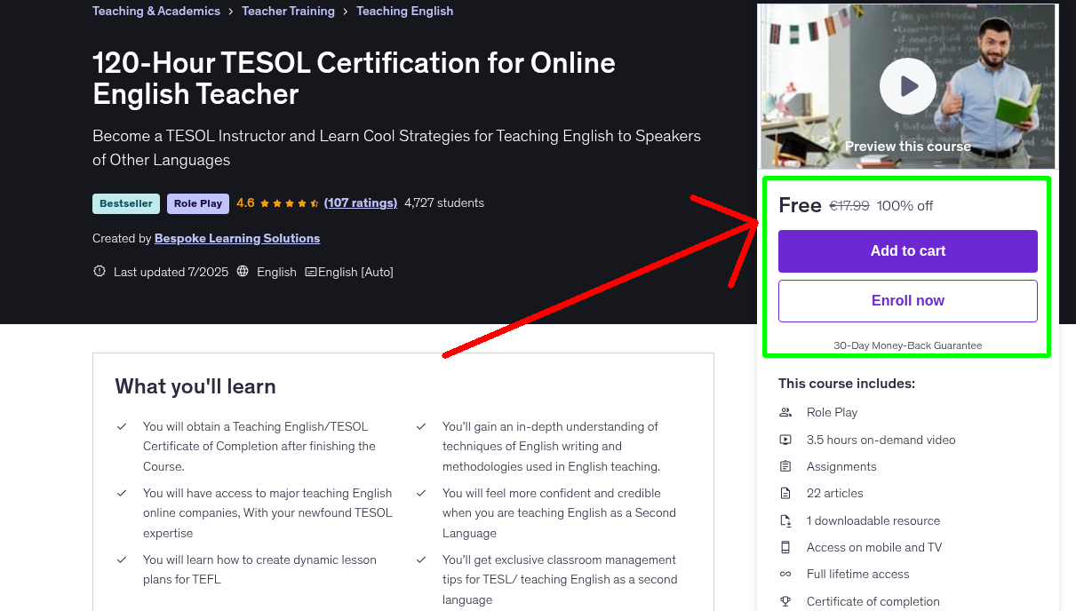 120-Hour TESOL Certification for Online English Teacher