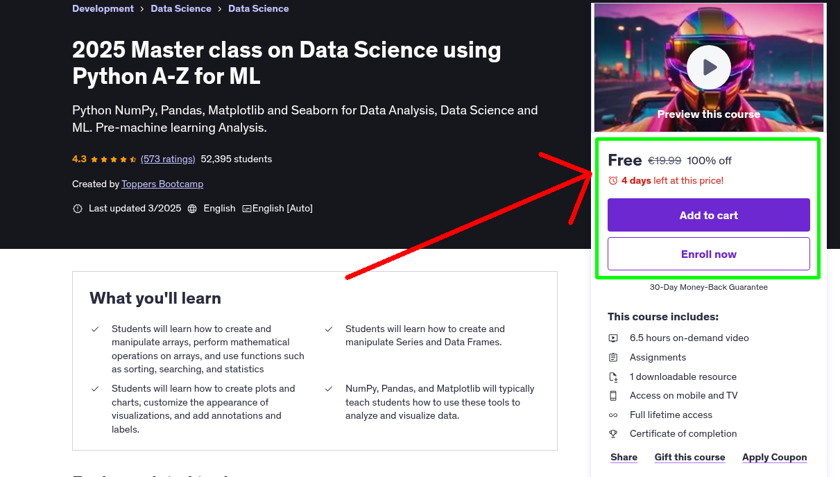 2025 Master class on Data Science using Python A-Z for ML