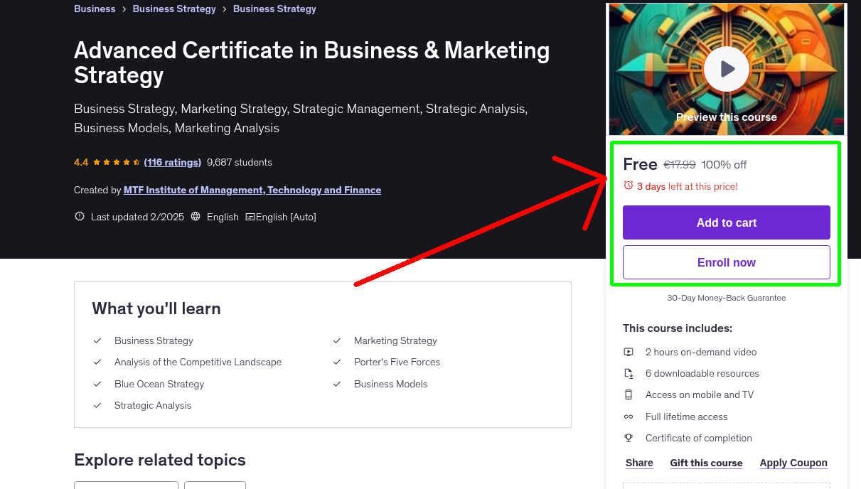 Advanced Certificate in Business & Marketing Strategy