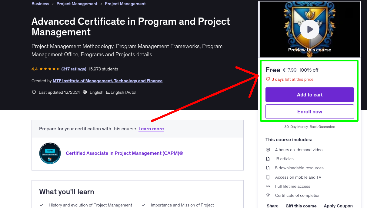 Advanced Certificate in Program and Project Management
