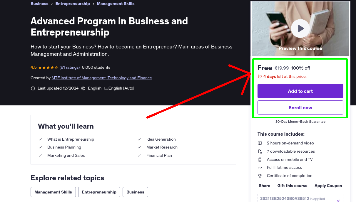 Advanced Program in Business and Entrepreneurship