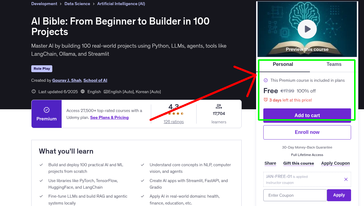 AI Bible: From Beginner to Builder in 100 Projects