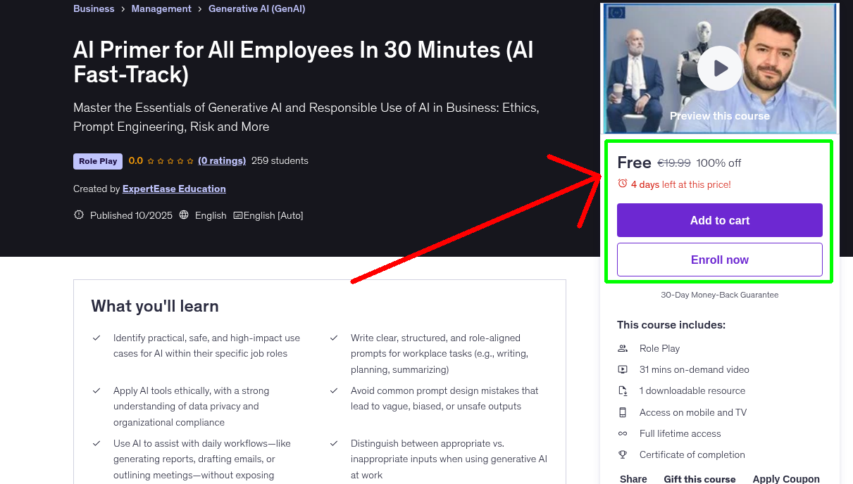 AI Primer for All Employees In 30 Minutes (AI Fast-Track)