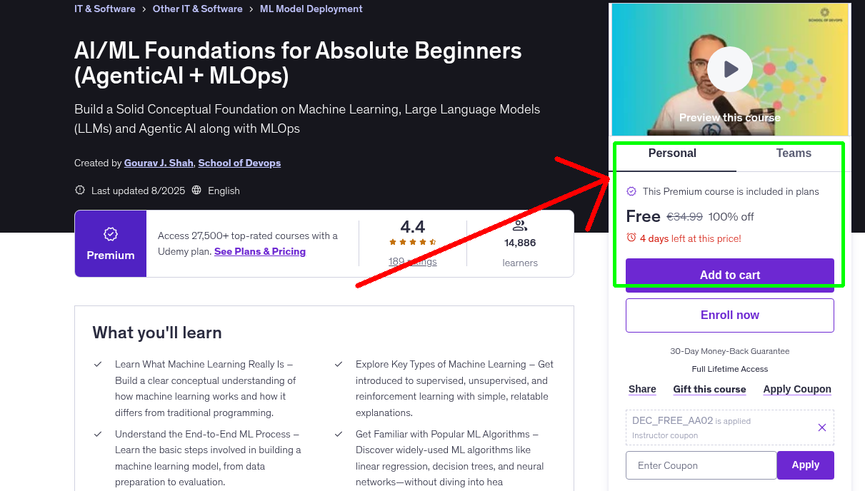 AI/ML Foundations for Absolute Beginners (AgenticAI + MLOps)