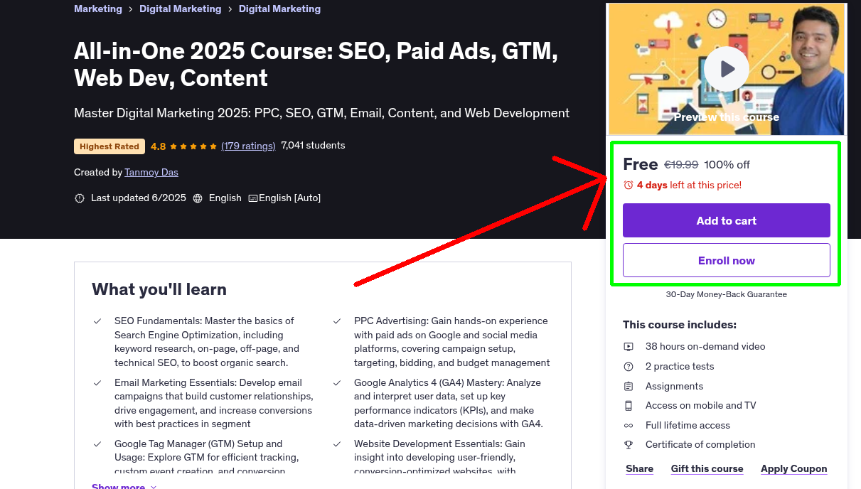 All-in-One 2025 Course: SEO, Paid Ads, GTM, Web Dev, Content