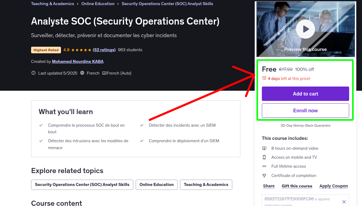 Analyste SOC (Security Operations Center)