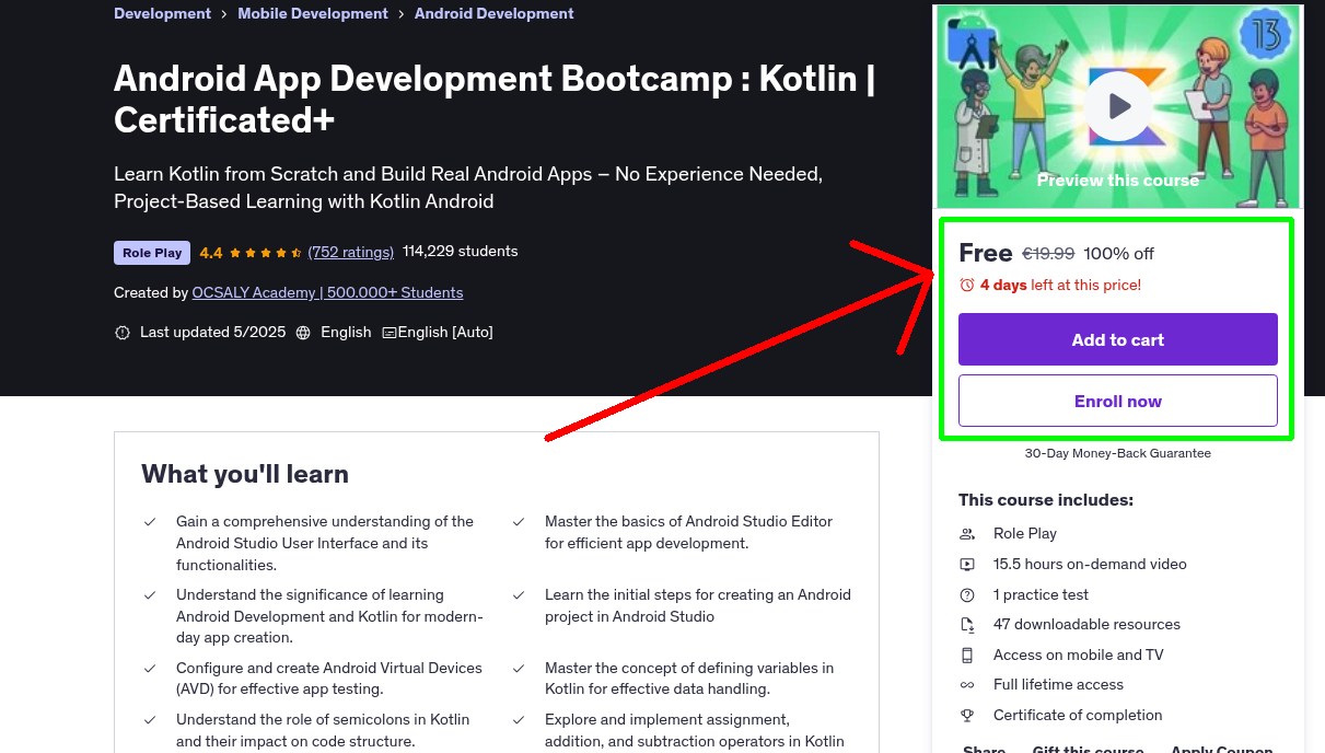 Android App Development Bootcamp : Kotlin | Certificated+