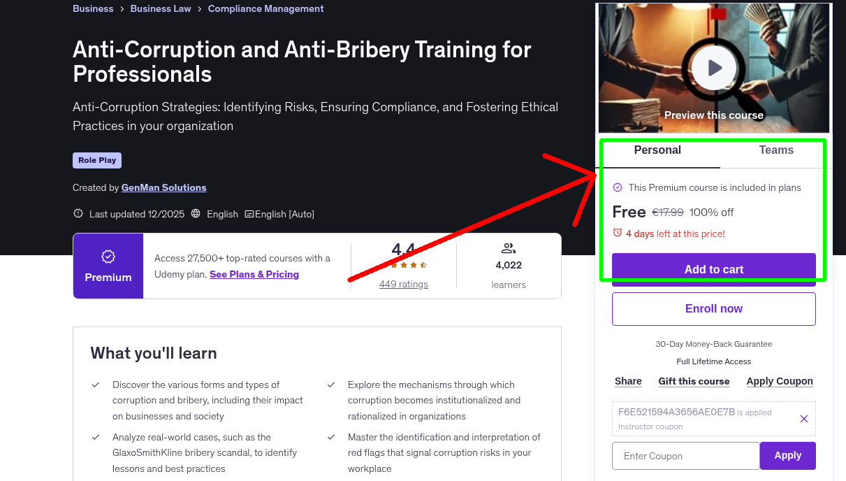 Anti-Corruption and Anti-Bribery Training for Professionals