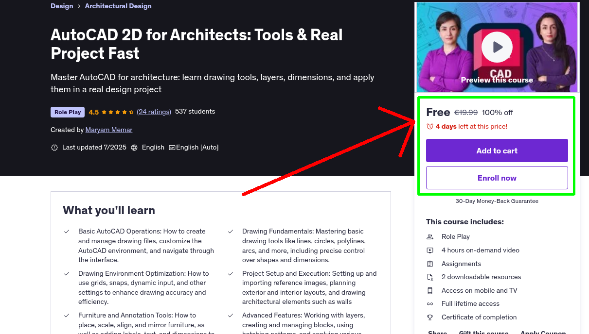 AutoCAD 2D for Architects: Tools & Real Project Fast