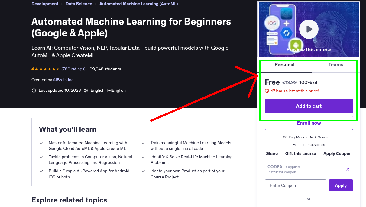 Automated Machine Learning for Beginners (Google & Apple)