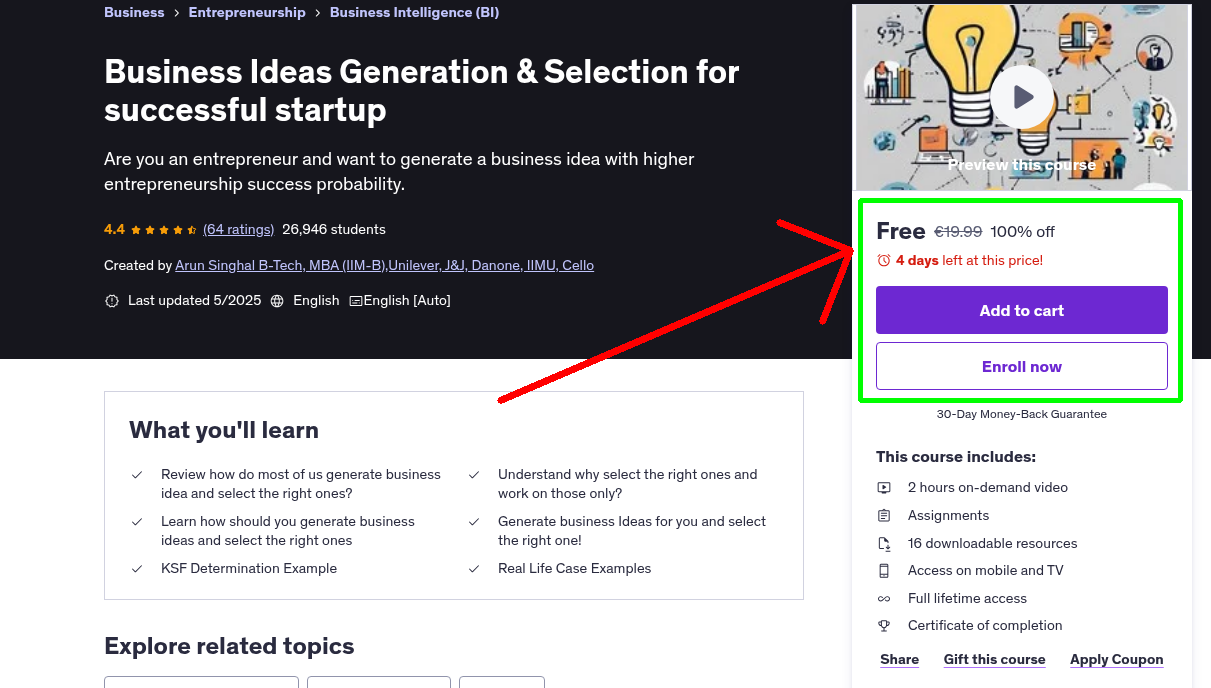 Business Ideas Generation & Selection for successful startup