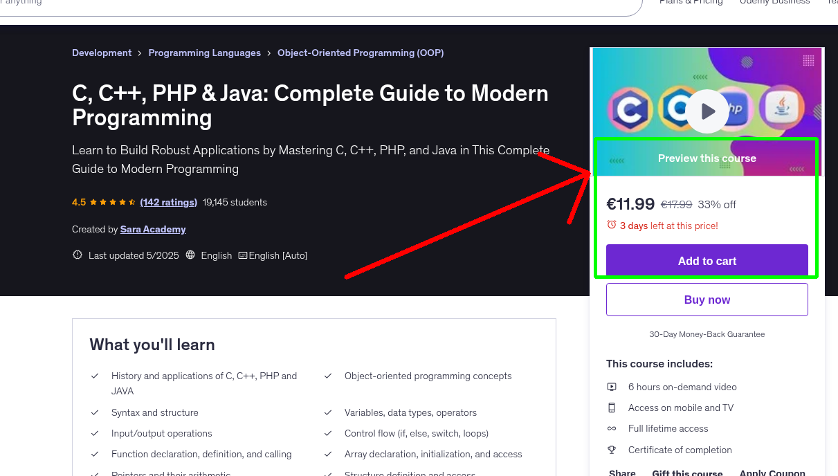 C, C++, PHP & Java: Complete Guide to Modern Programming