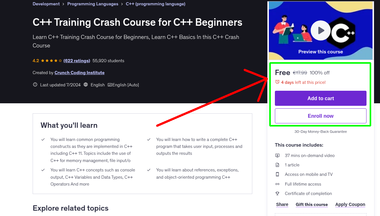 C++ Training Crash Course for C++ Beginners