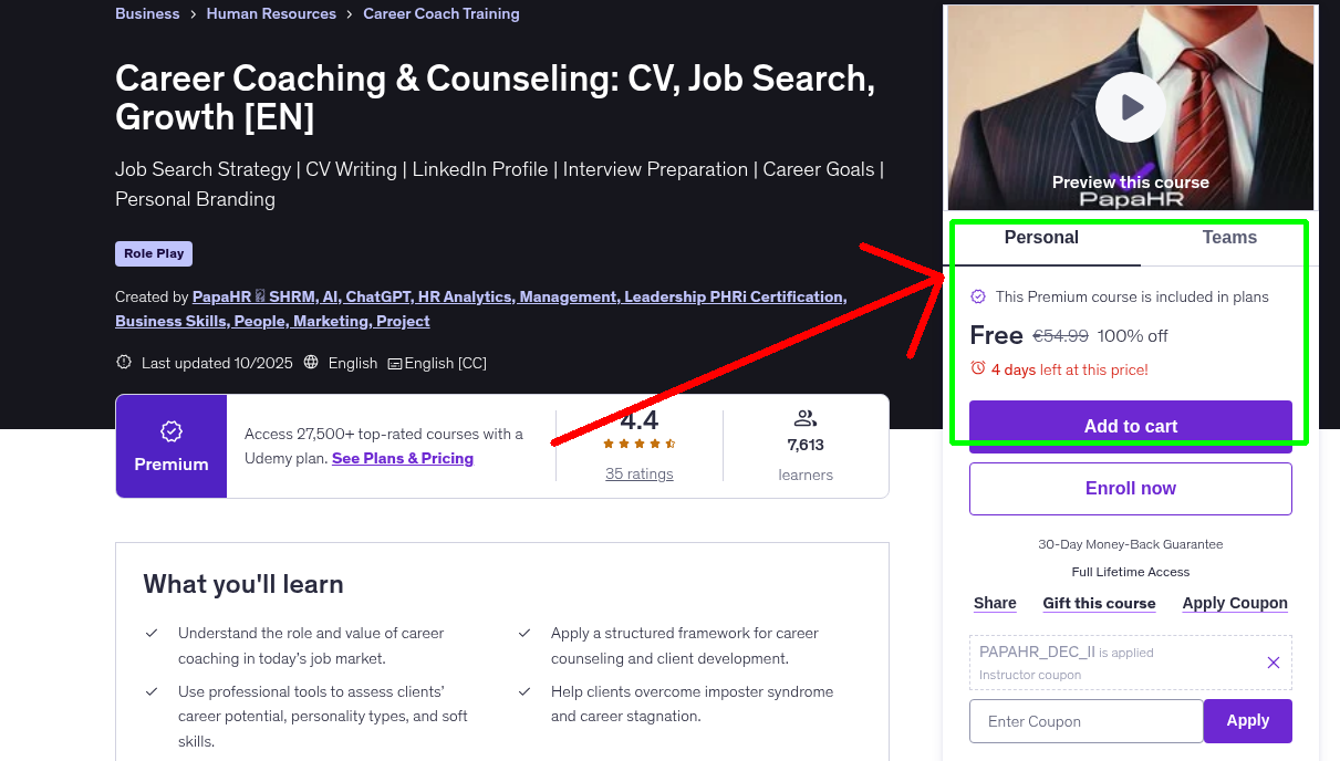 Career Coaching & Counseling: CV, Job Search, Growth [EN]