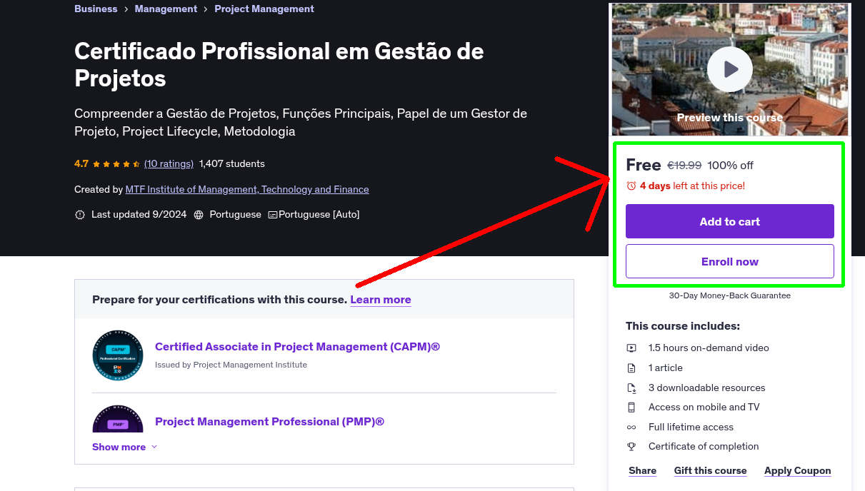 Certificado Profissional em Gestão de Projetos