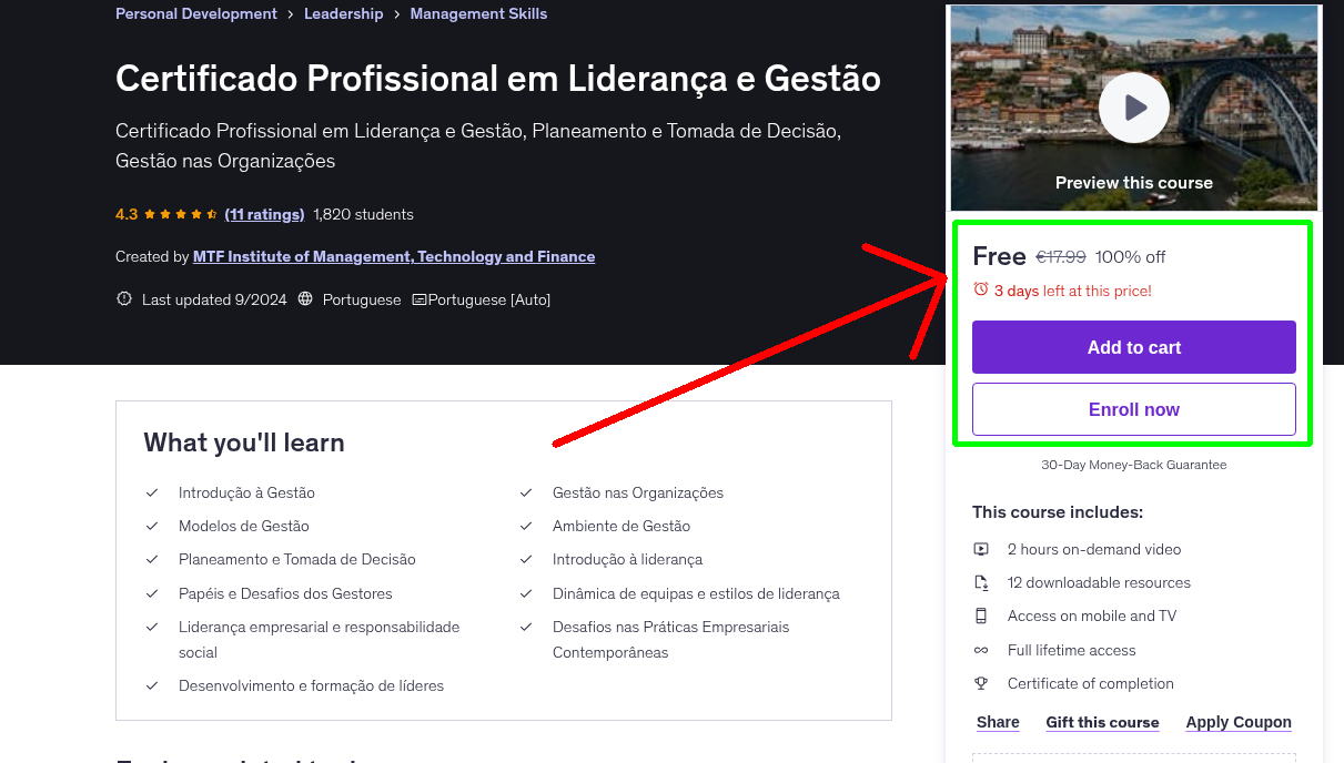 Certificado Profissional em Liderança e Gestão