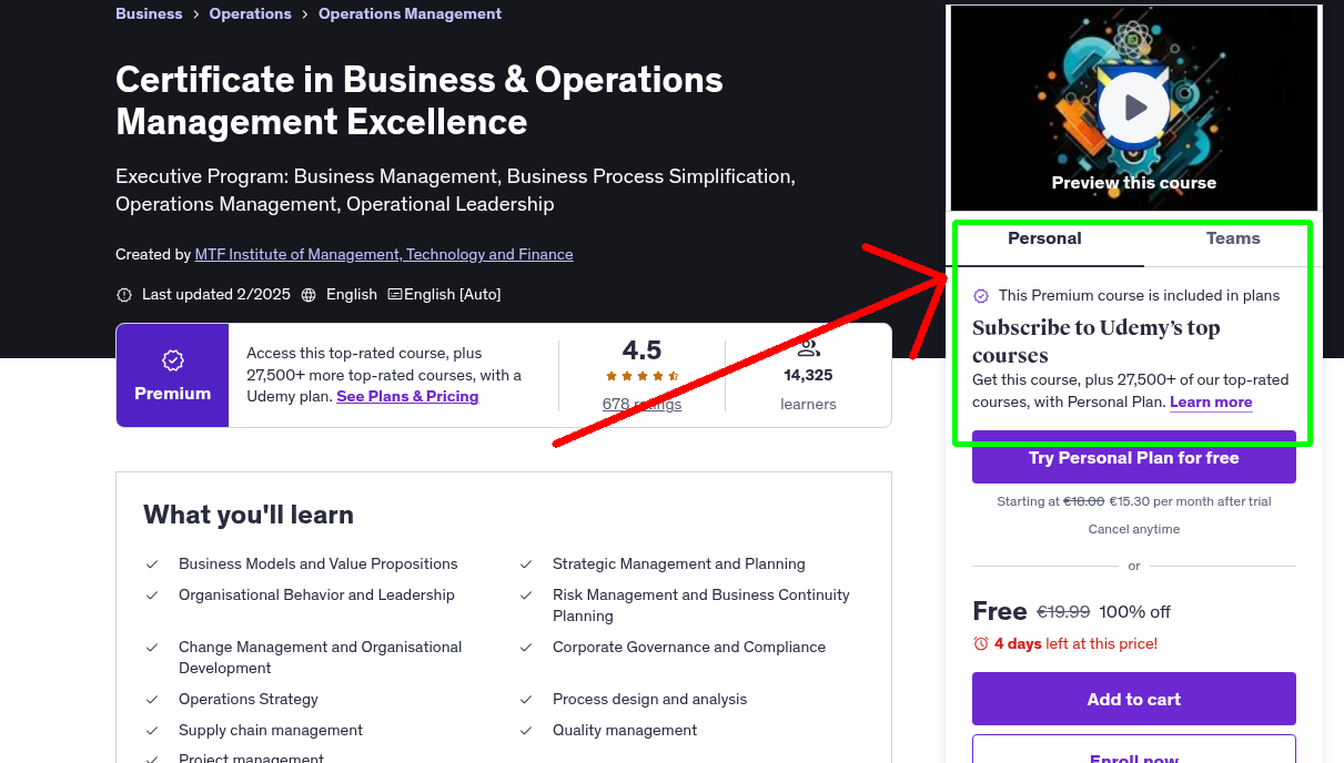 Certificate in Business & Operations Management Excellence