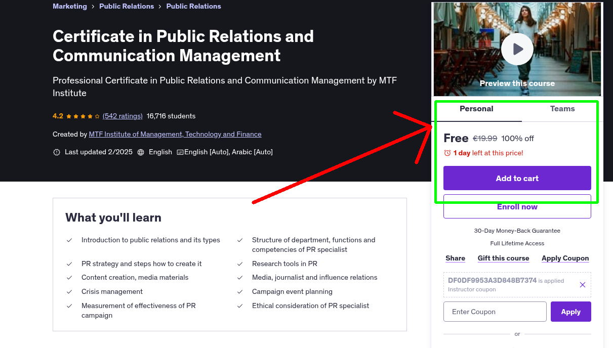Certificate in Public Relations and Communication Management