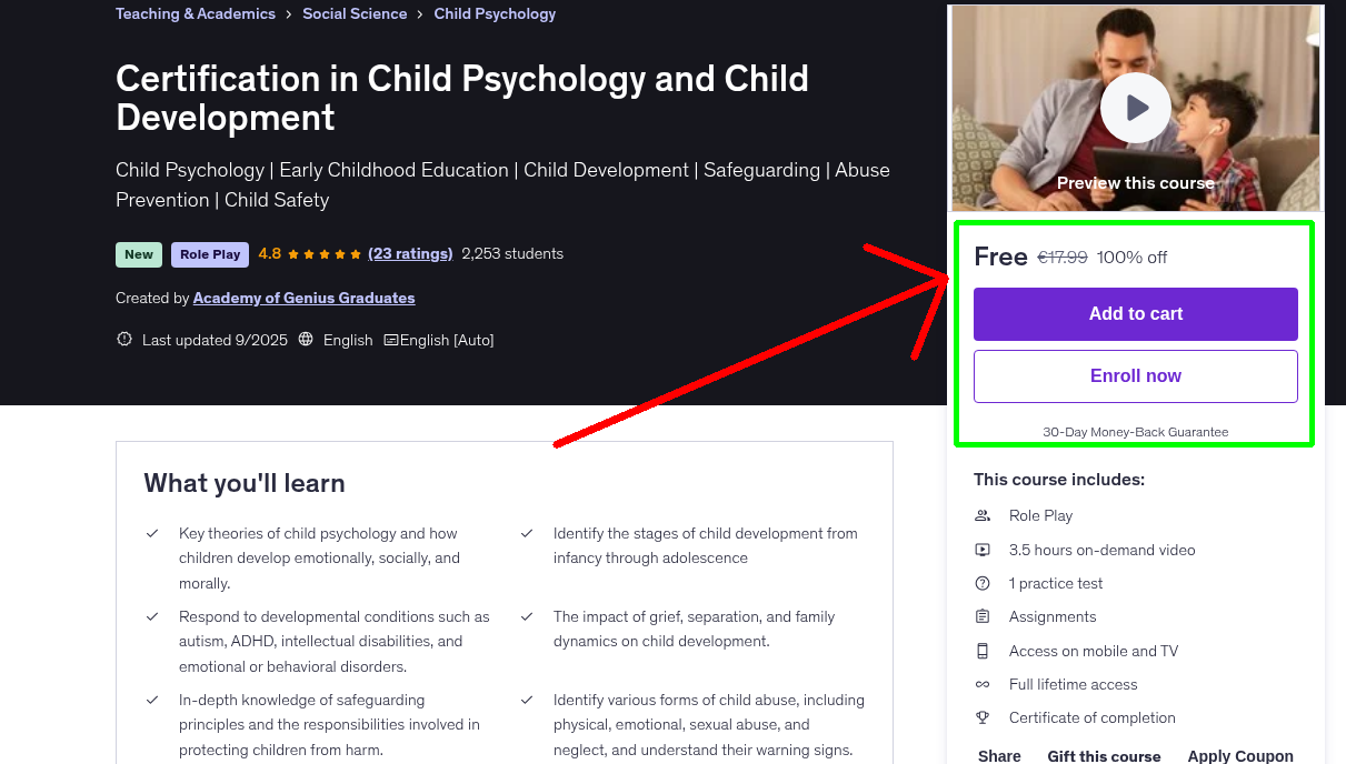 Certification in Child Psychology and Child Development