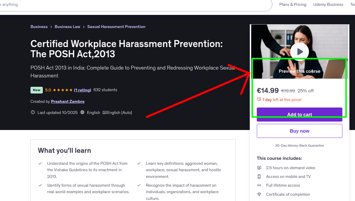 Certified Workplace Harassment Prevention: The POSH Act,2013