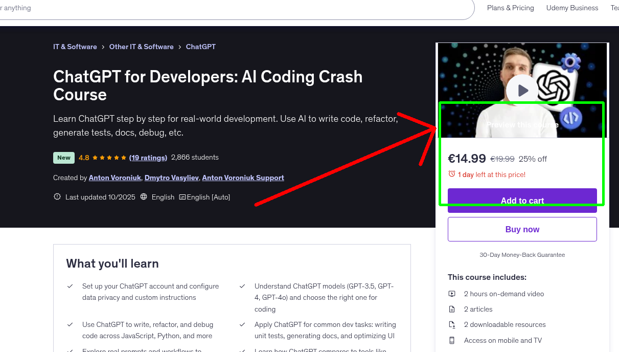 ChatGPT for Developers: AI Coding Crash Course