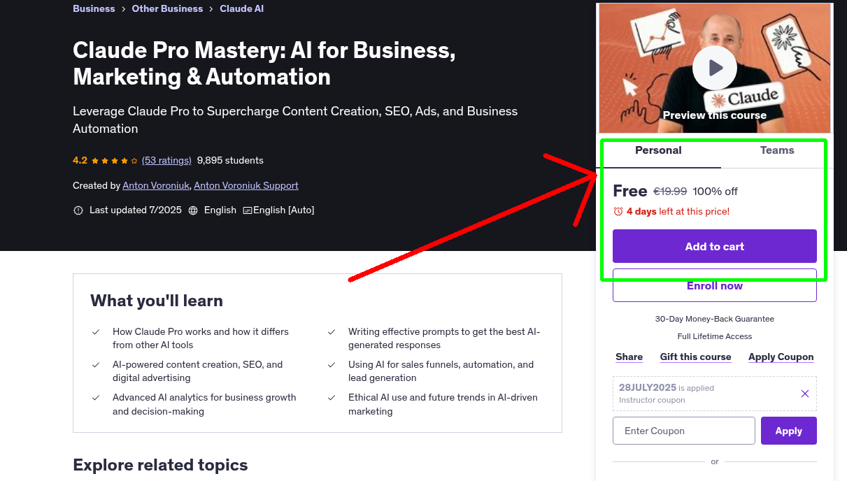 Claude Pro Mastery: AI for Business, Marketing & Automation