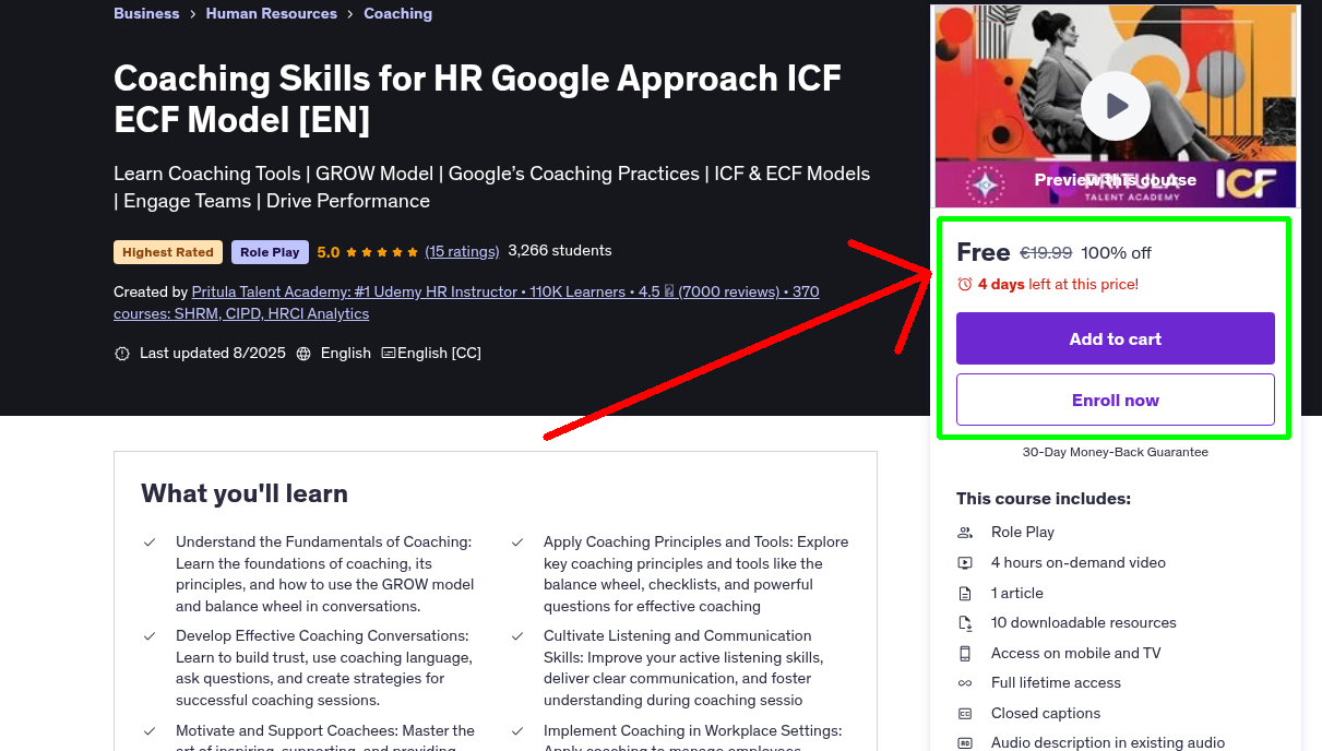 Coaching Skills for HR Google Approach ICF ECF Model [EN]