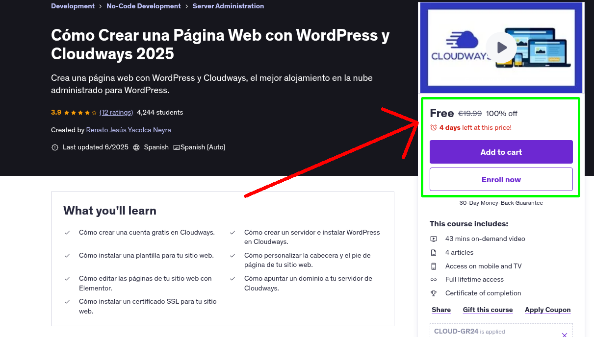Cómo Crear una Página Web con WordPress y Cloudways 2025