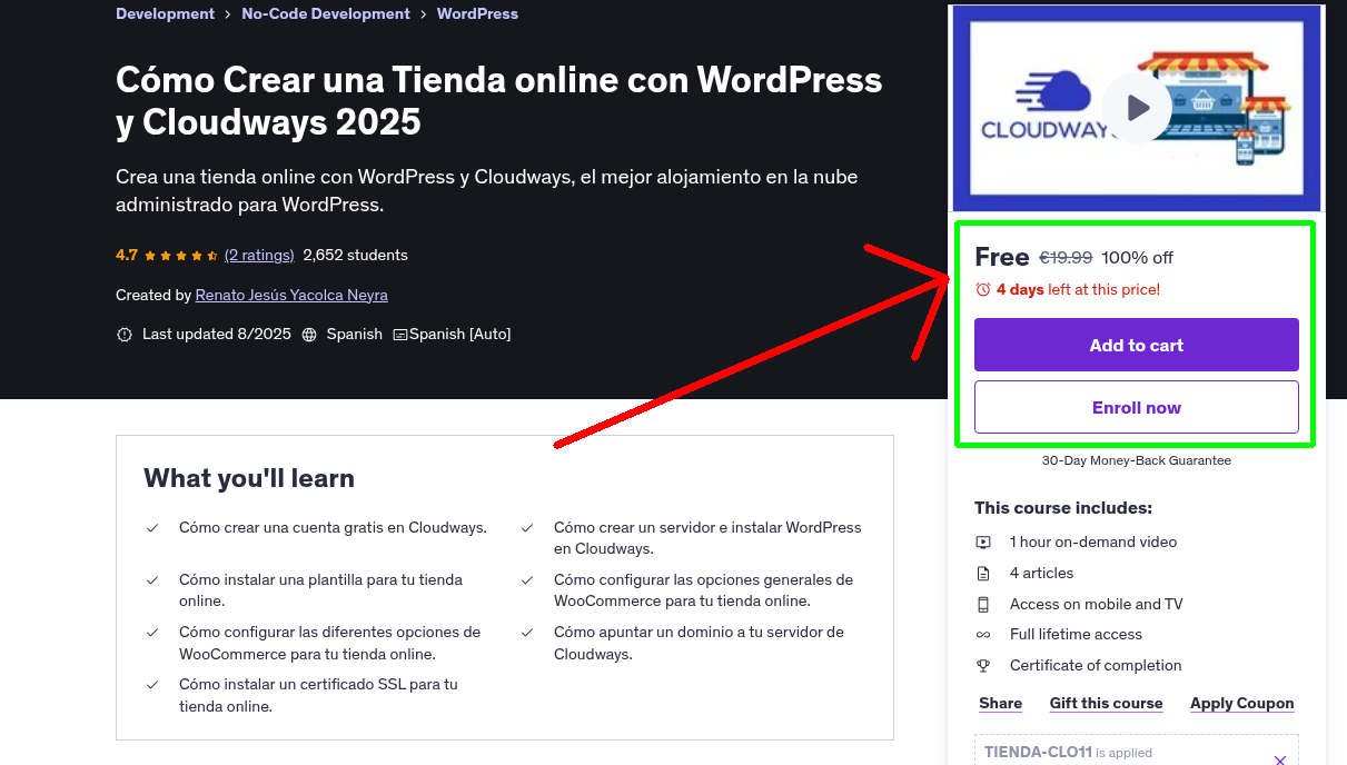 Cómo Crear una Tienda online con WordPress y Cloudways 2025