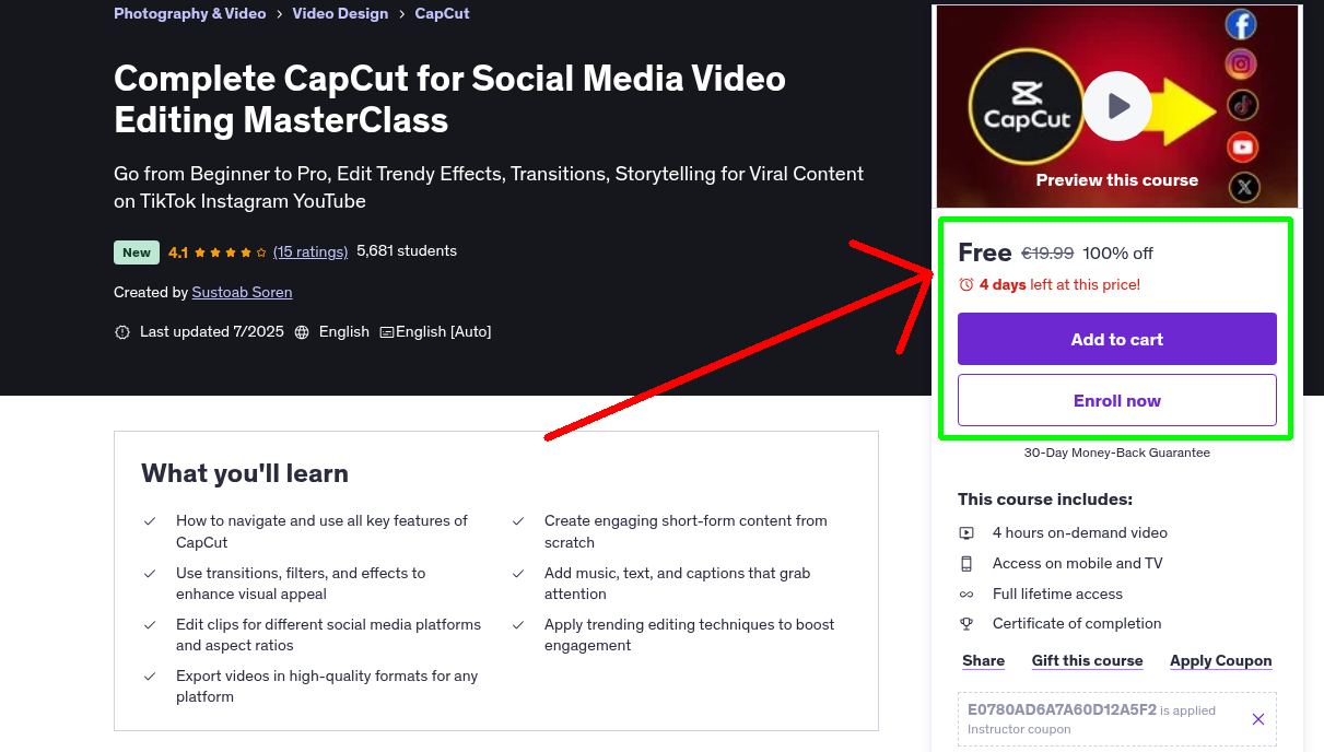 Complete CapCut for Social Media Video Editing MasterClass