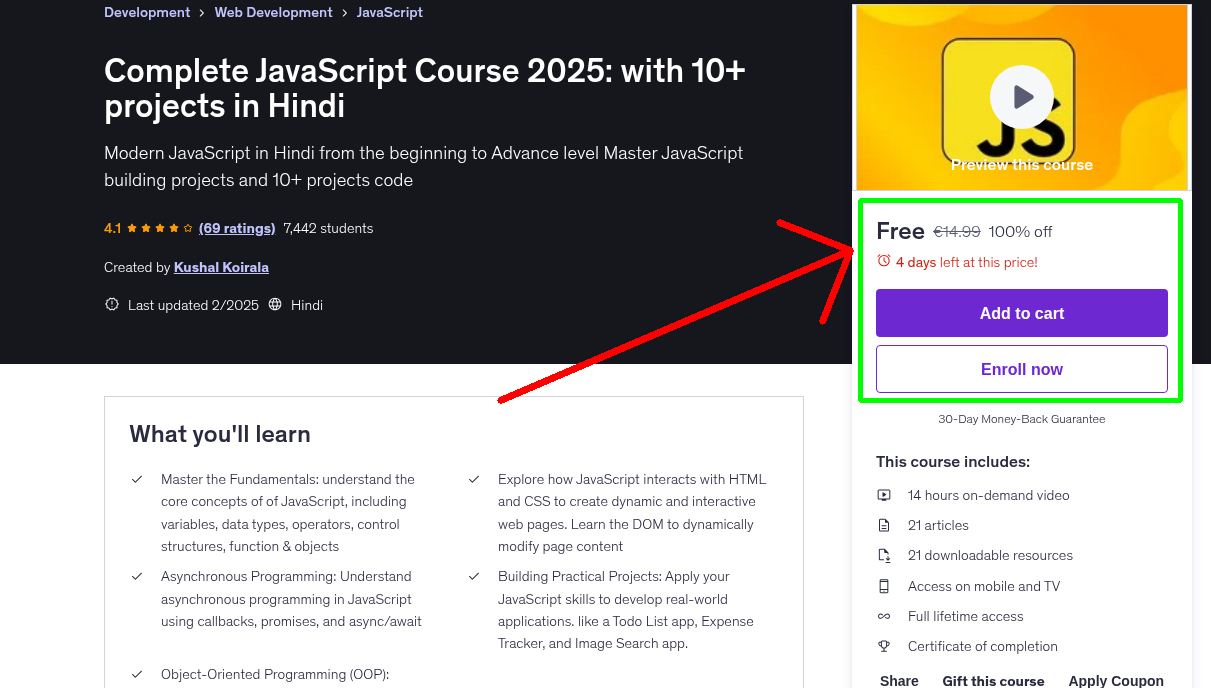 Complete JavaScript Course 2025: with 10+ projects in Hindi