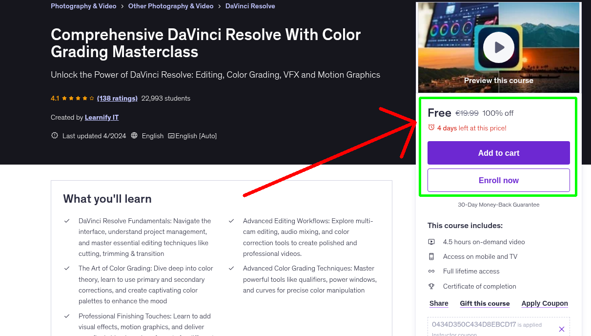 Comprehensive DaVinci Resolve With Color Grading Masterclass