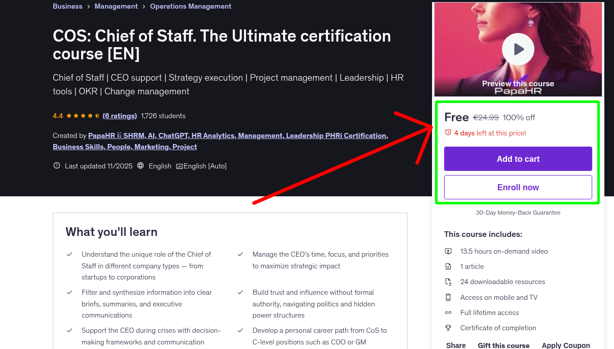 COS: Chief of Staff. The Ultimate certification course [EN]