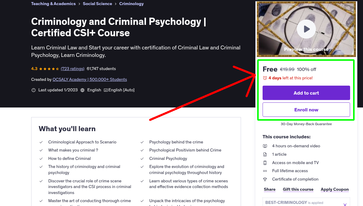 Criminology and Criminal Psychology | Certified CSI+ Course