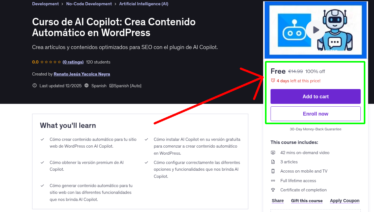 Curso de AI Copilot: Crea Contenido Automático en WordPress