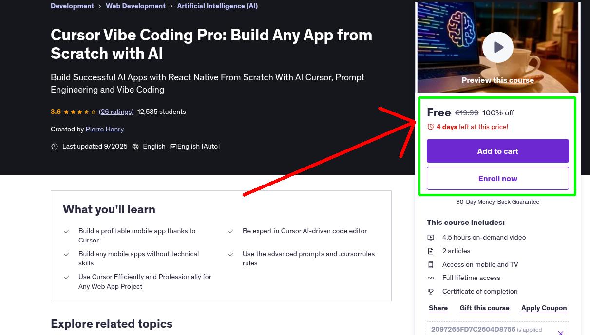 Cursor Vibe Coding Pro: Build Any App from Scratch with AI
