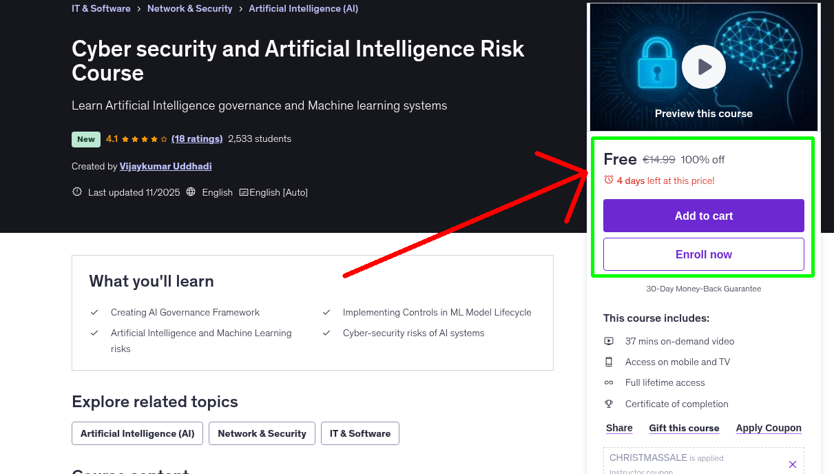 Cyber security and Artificial Intelligence Risk Course