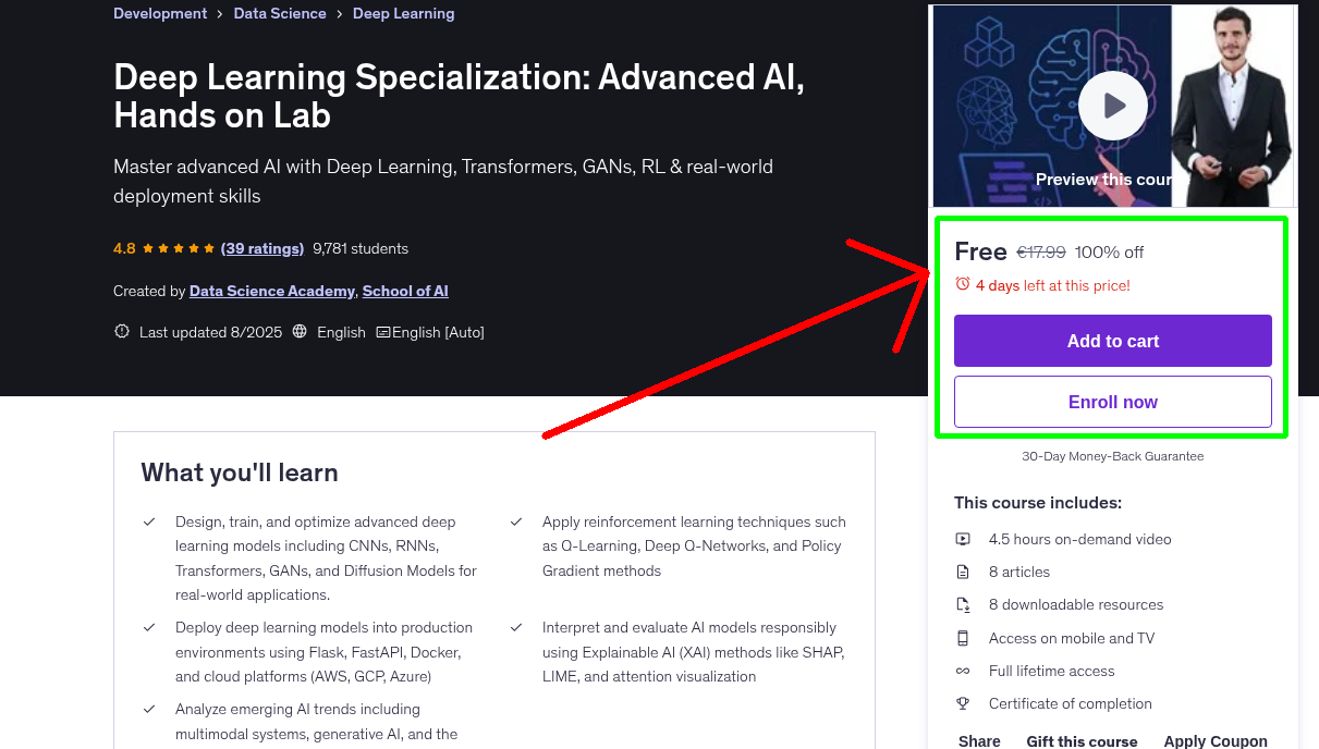 Deep Learning Specialization: Advanced AI, Hands on Lab