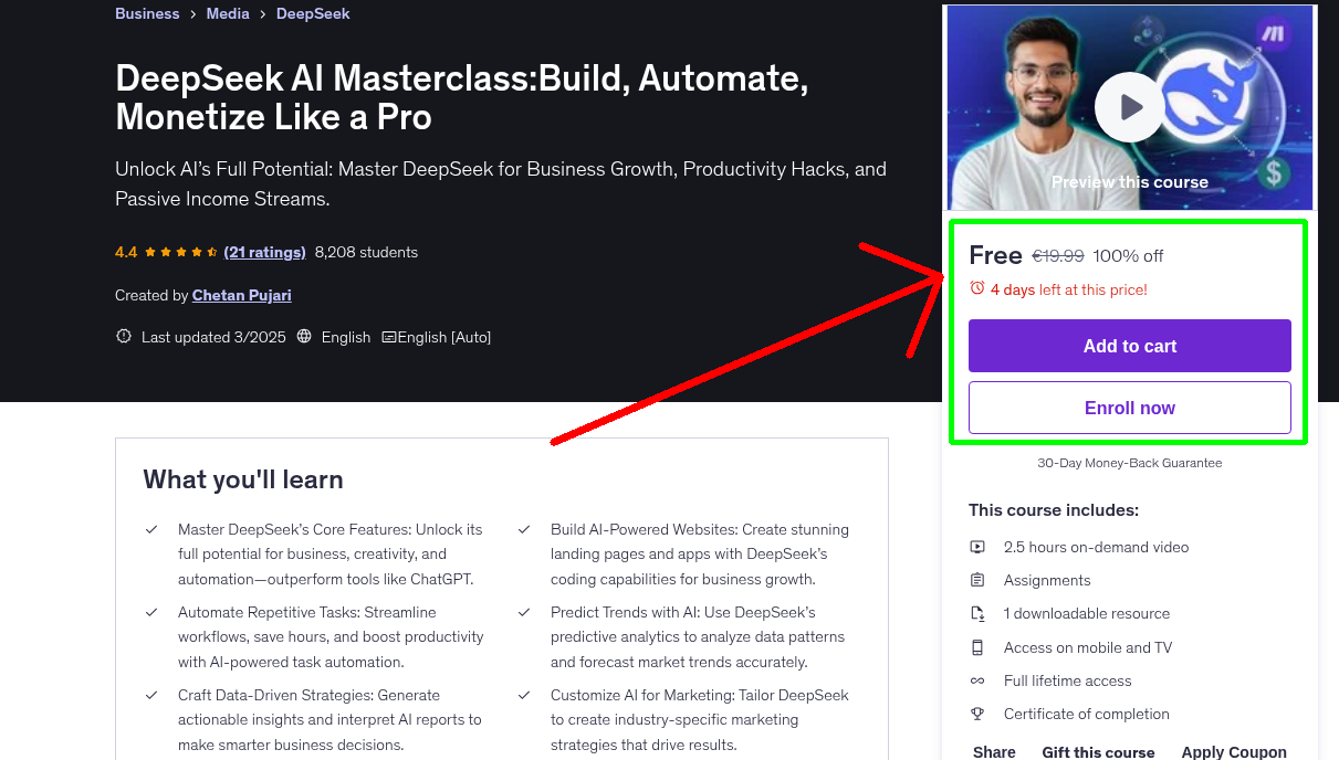 DeepSeek AI Masterclass:Build, Automate, Monetize Like a Pro