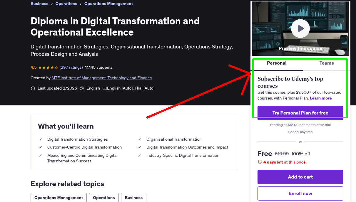 Diploma in Digital Transformation and Operational Excellence