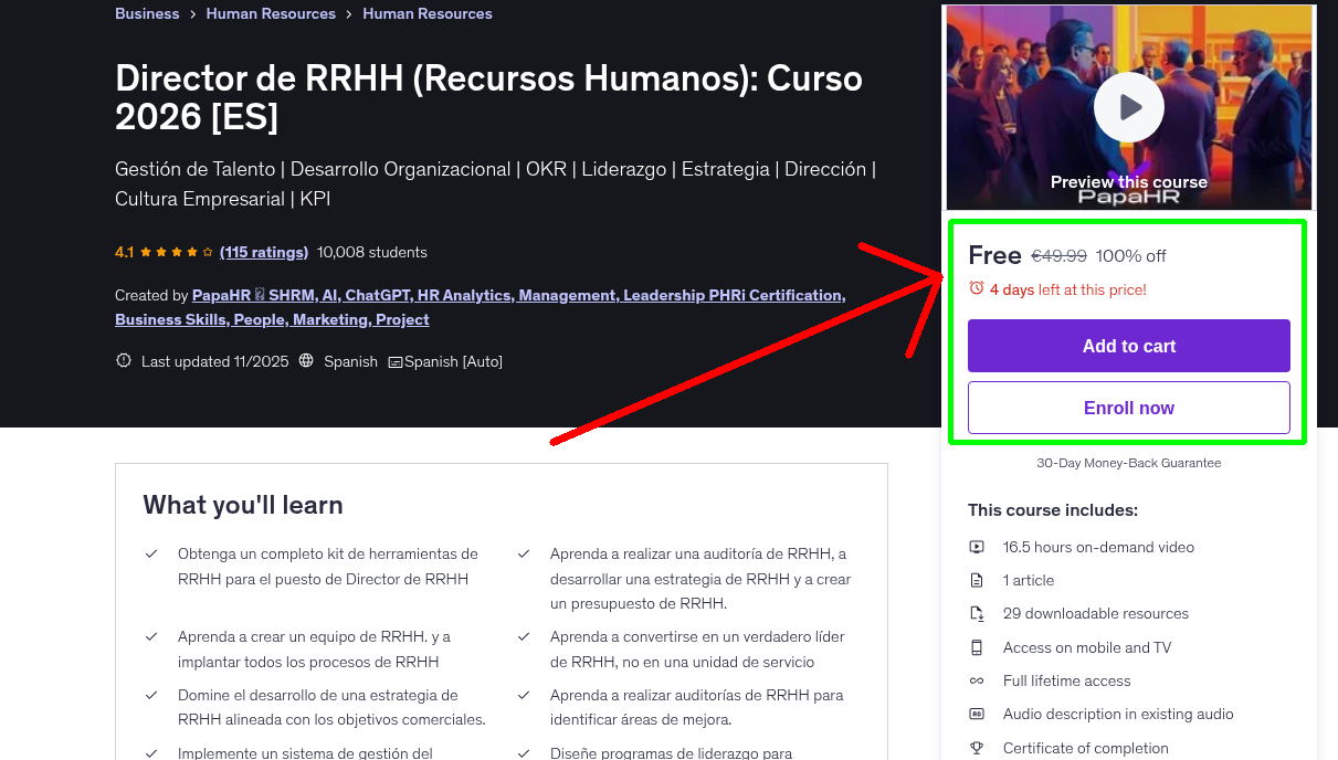 Director de RRHH (Recursos Humanos): Curso 2026 [ES]
