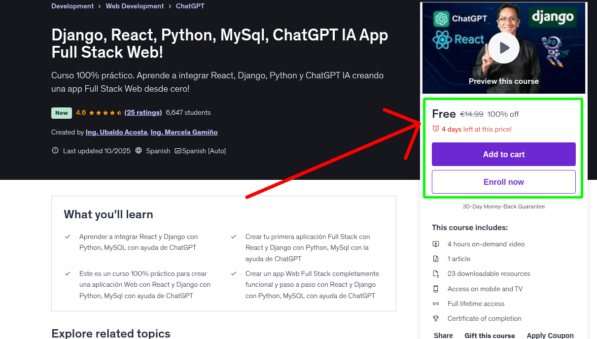 Django, React, Python, MySql, ChatGPT IA App Full Stack Web!