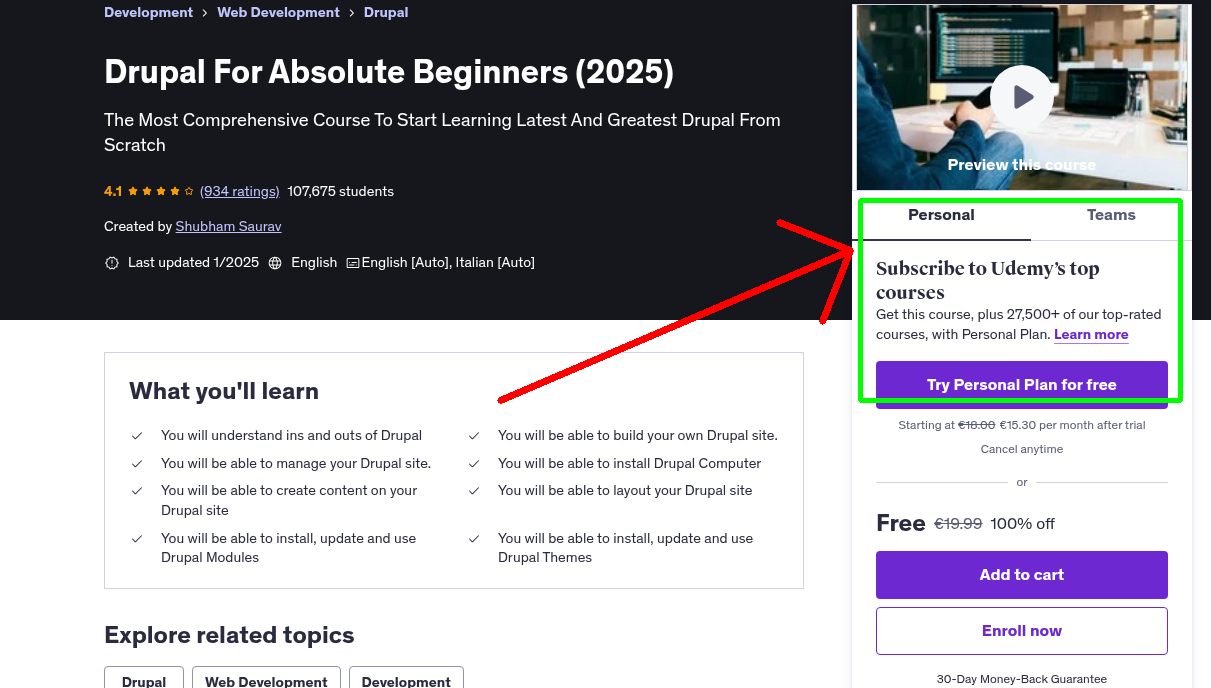 Drupal For Absolute Beginners (2025)