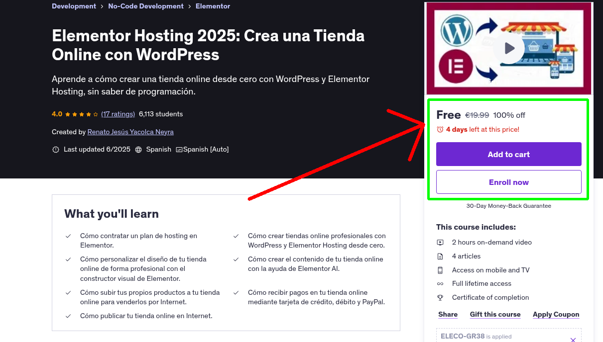 Elementor Hosting 2025: Crea una Tienda Online con WordPress