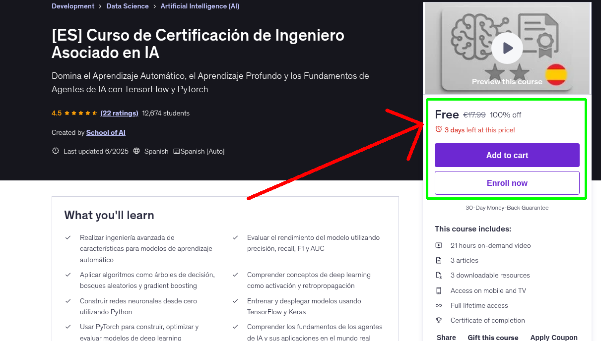[ES] Curso de Certificación de Ingeniero Asociado en IA