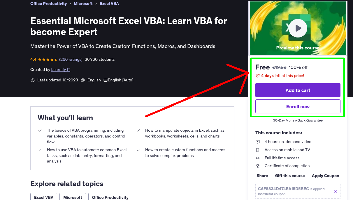 Essential Microsoft Excel VBA: Learn VBA for become Expert