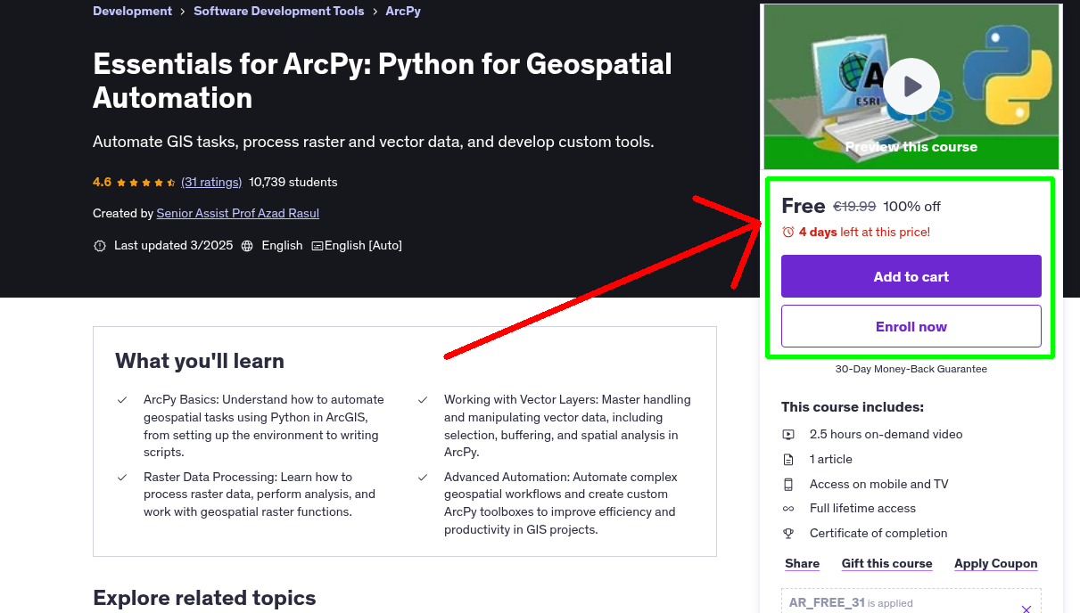 Essentials for ArcPy: Python for Geospatial Automation