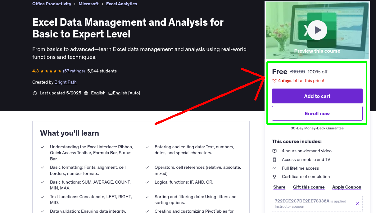 Excel Data Management and Analysis for Basic to Expert Level