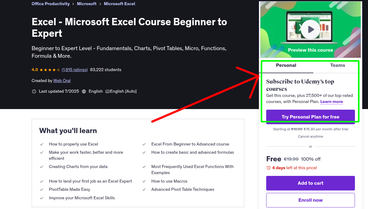 Excel - Microsoft Excel Course Beginner to Expert
