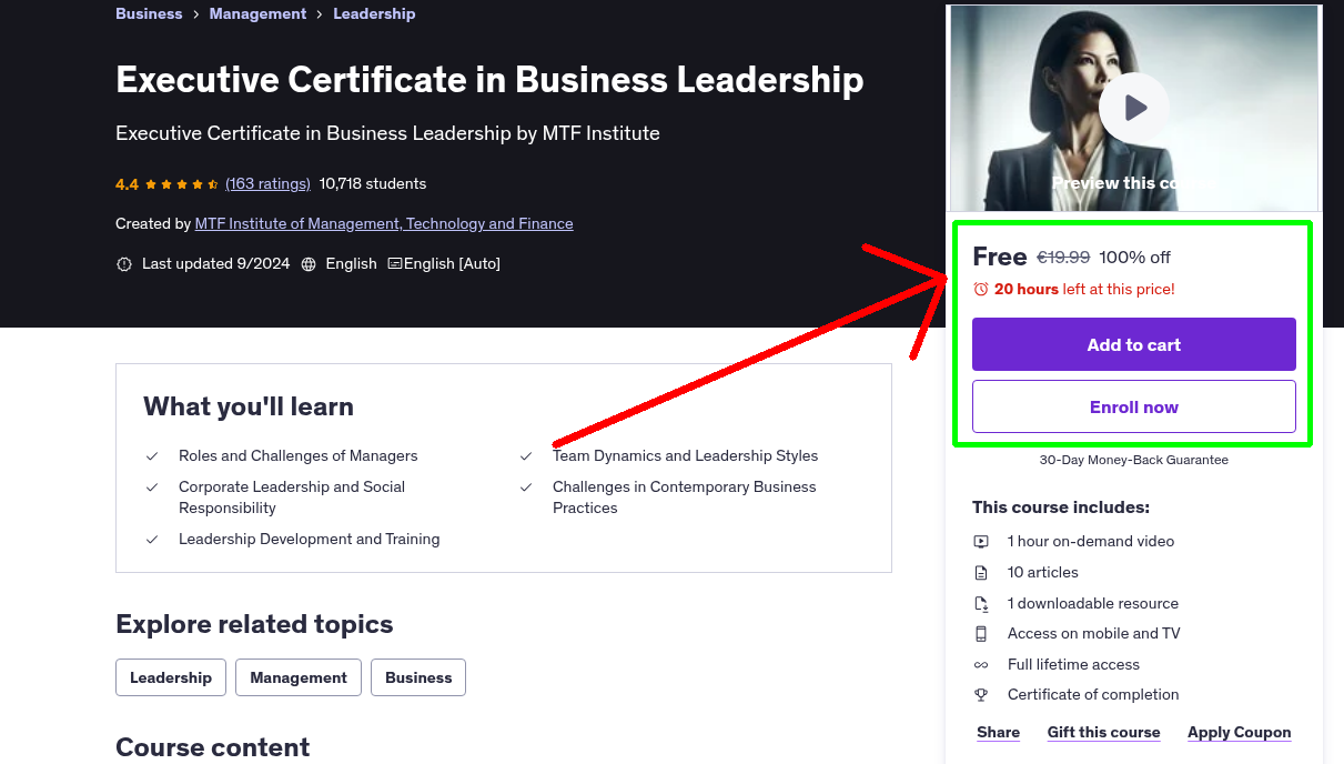 Executive Certificate in Business Leadership